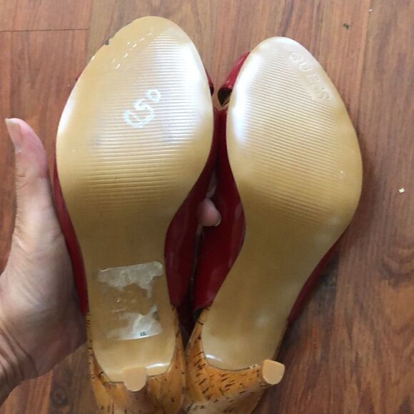 Vintage guess Red patent leather Kork platform heels. Size 7 - Picture 4 of 8